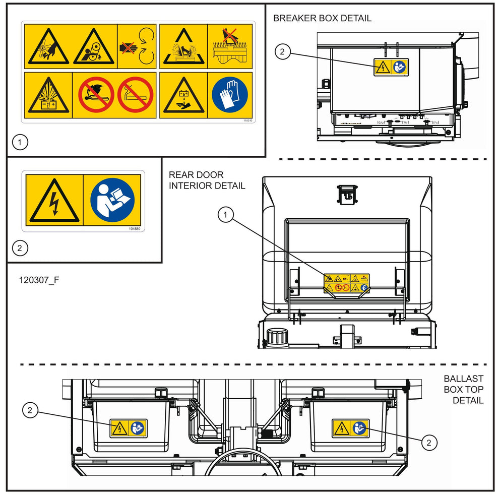 Wordless Interior Decals Assembly Parts for V Series Night-Lite (Sn 39-000001 to 39-999999) by Allmand