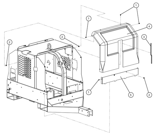 Front Cover II Assembly Parts for V Series Night-Lite (Sn 39-000001 to 39-999999) by Allmand