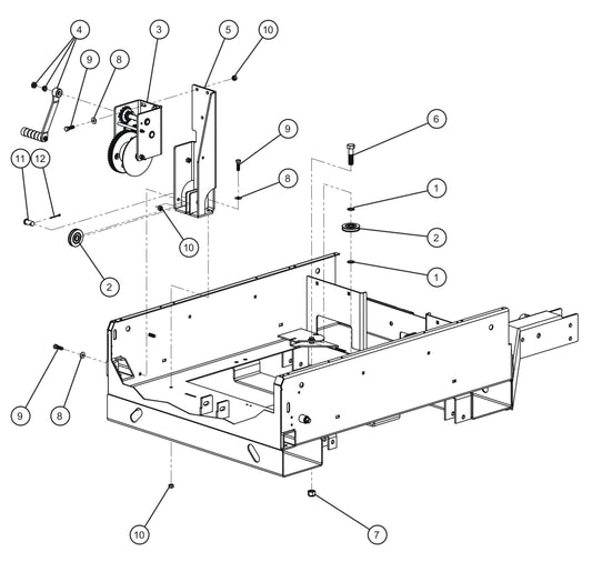 Manual Winch Group with Old Style Mount Assembly Parts for V Series Night-Lite (Sn 39-000001 to 39-999999) by Allmand