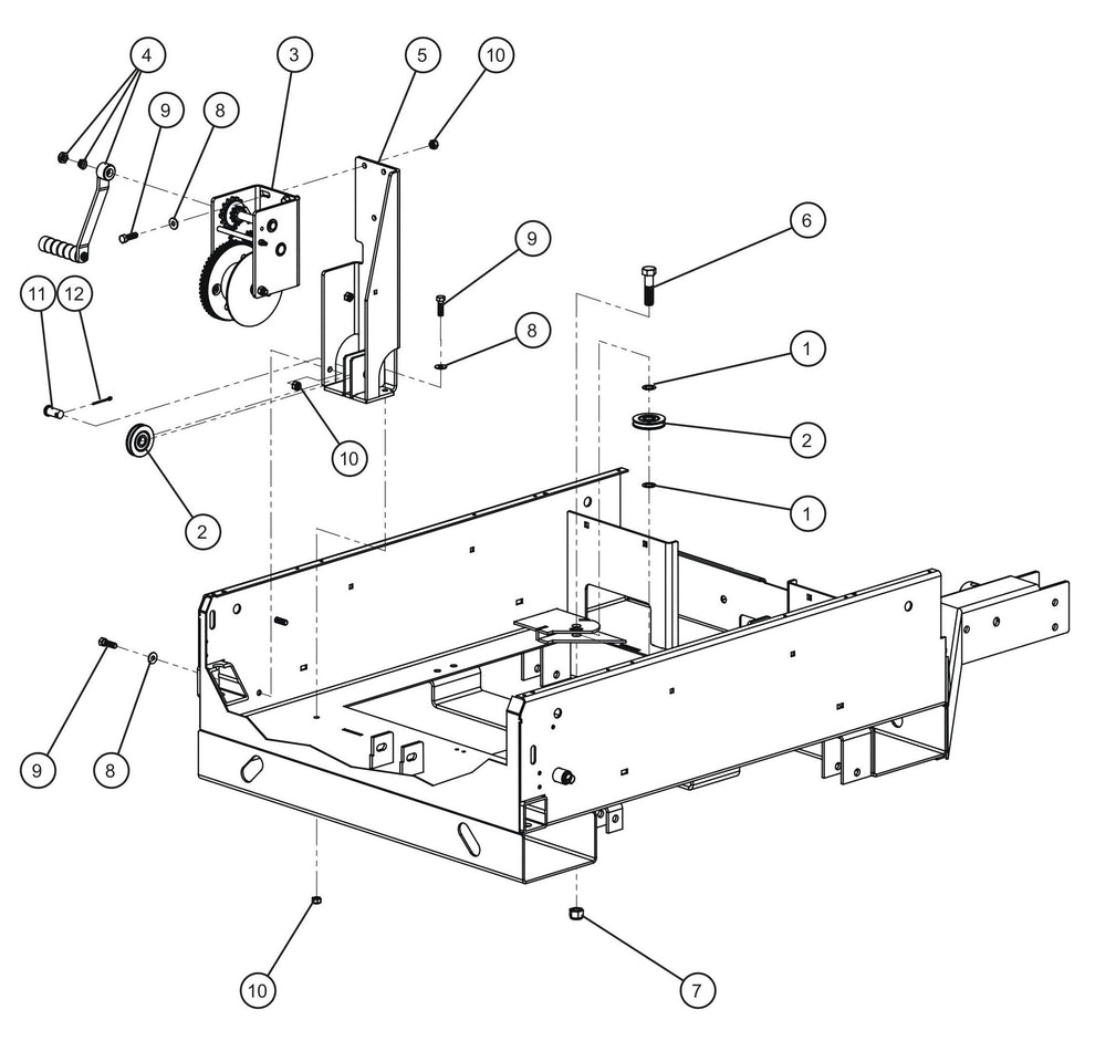 Manual Winch Group with Old Style Mount Assembly Parts for V Series Night-Lite (Sn 39-000001 to 39-999999) by Allmand