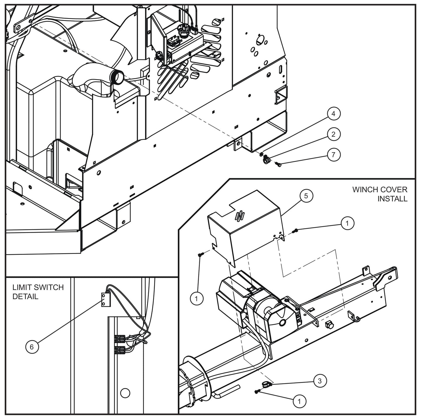 C1000 Electric Winch Vertical Tower Section 3 Assembly Parts for V Series Night-Lite (Sn 39-000001 to 39-999999) by Allmand