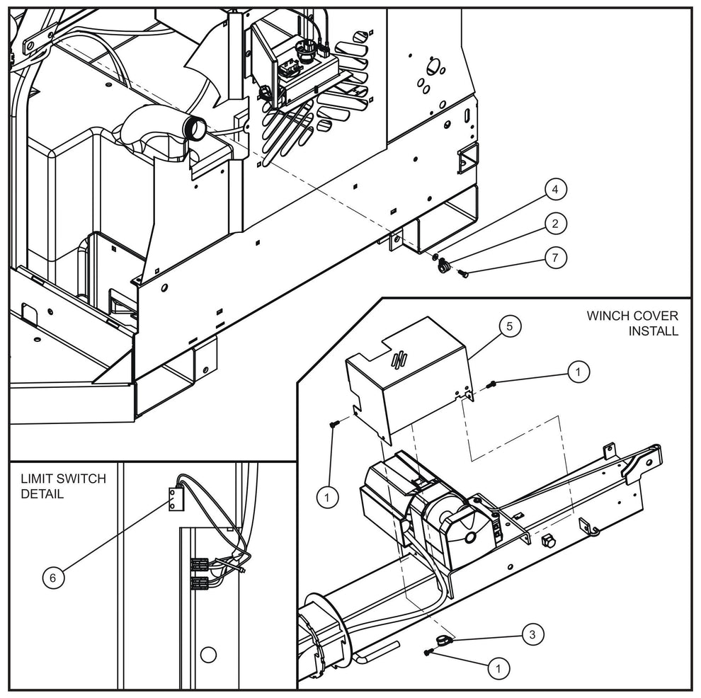 C1000 Electric Winch Vertical Tower Section 3 Assembly Parts for V Series Night-Lite (Sn 39-000001 to 39-999999) by Allmand