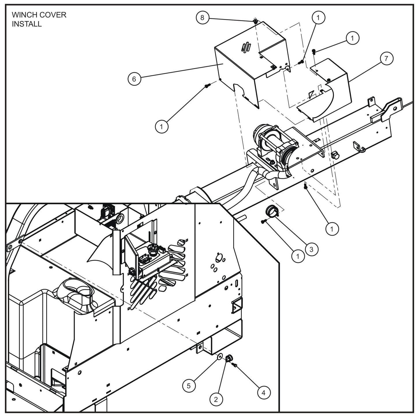 SH 1000 Electric Winch Vertical Tower Section 2 Assembly Parts for V Series Night-Lite (Sn 39-000001 to 39-999999) by Allmand