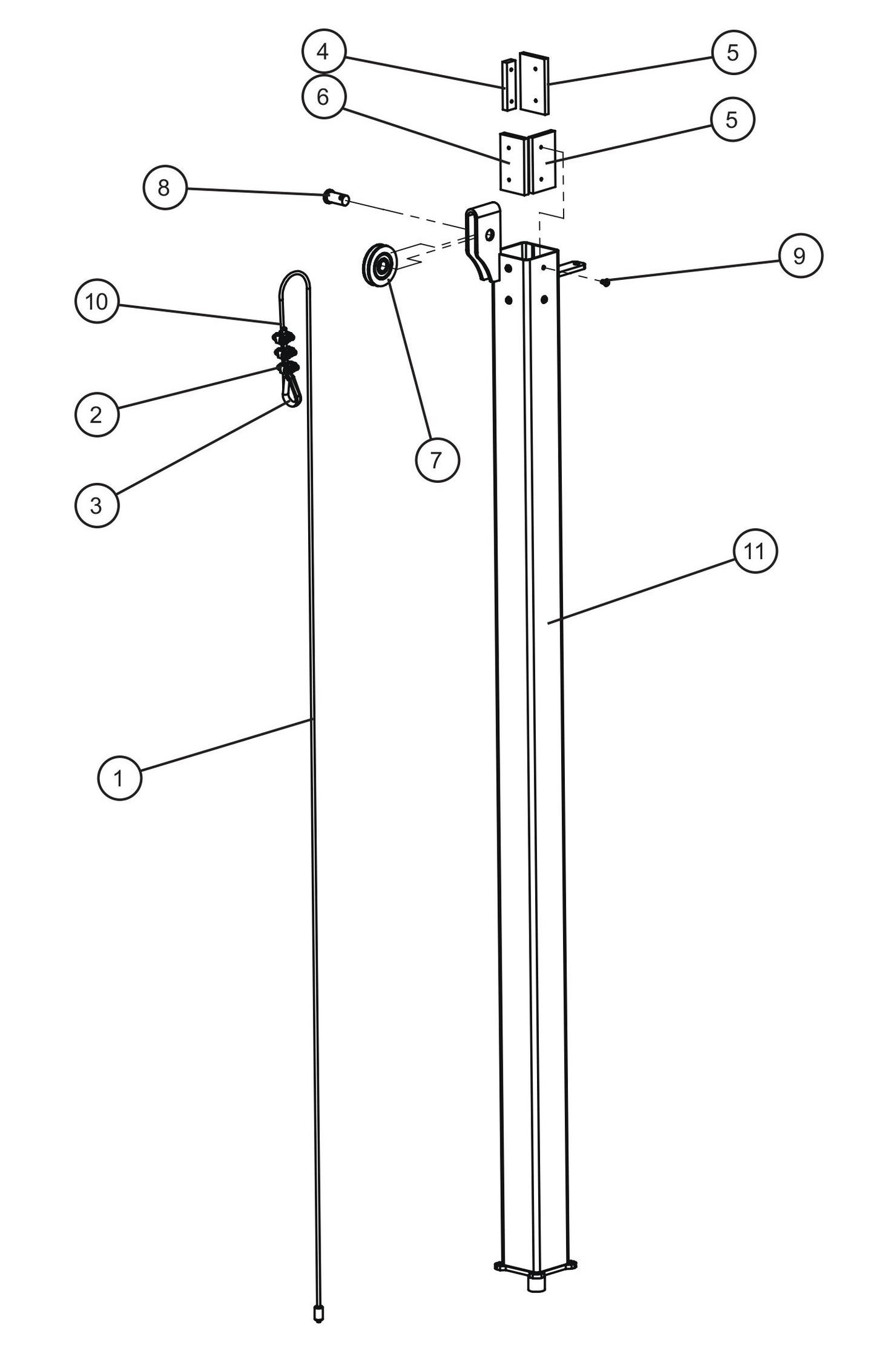 Vertical Tower Section 3 Assembly Parts for V Series Night-Lite (Sn 39-000001 to 39-999999) by Allmand