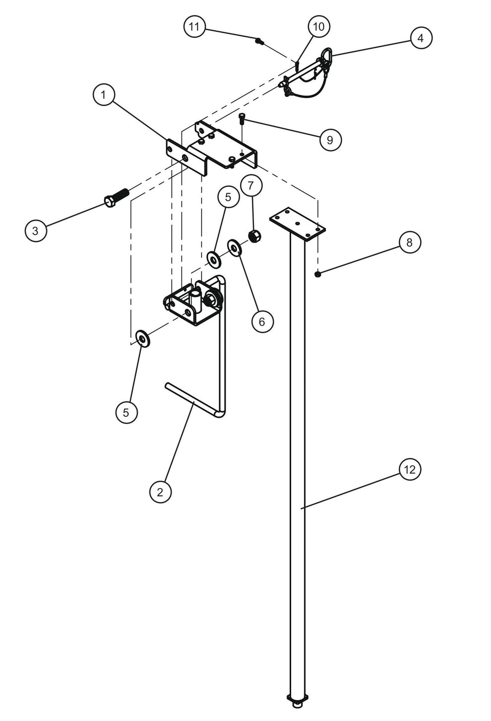 Vertical Tower Round Section with Balloon Light Mount Assembly Parts for V Series Night-Lite (Sn 39-000001 to 39-999999) by Allmand