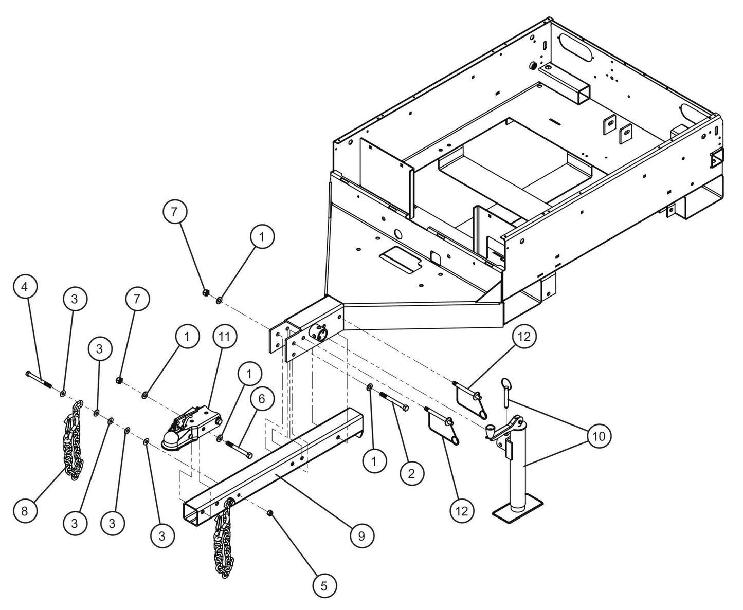 Standard Tongue Install Group Assembly Parts for V Series Night-Lite (Sn 39-000001 to 39-999999) by Allmand