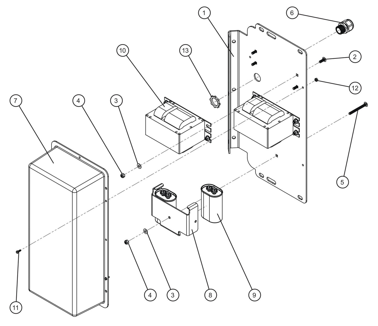 1000W 60Hz 120V Ballast Box Assembly Group Parts for V Series Night-Lite (Sn 39-000001 to 39-999999) by Allmand