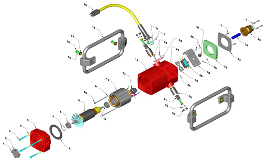 Northrock PRO 2+ 25L2 exploded parts diagram showing all 35 numbered components
