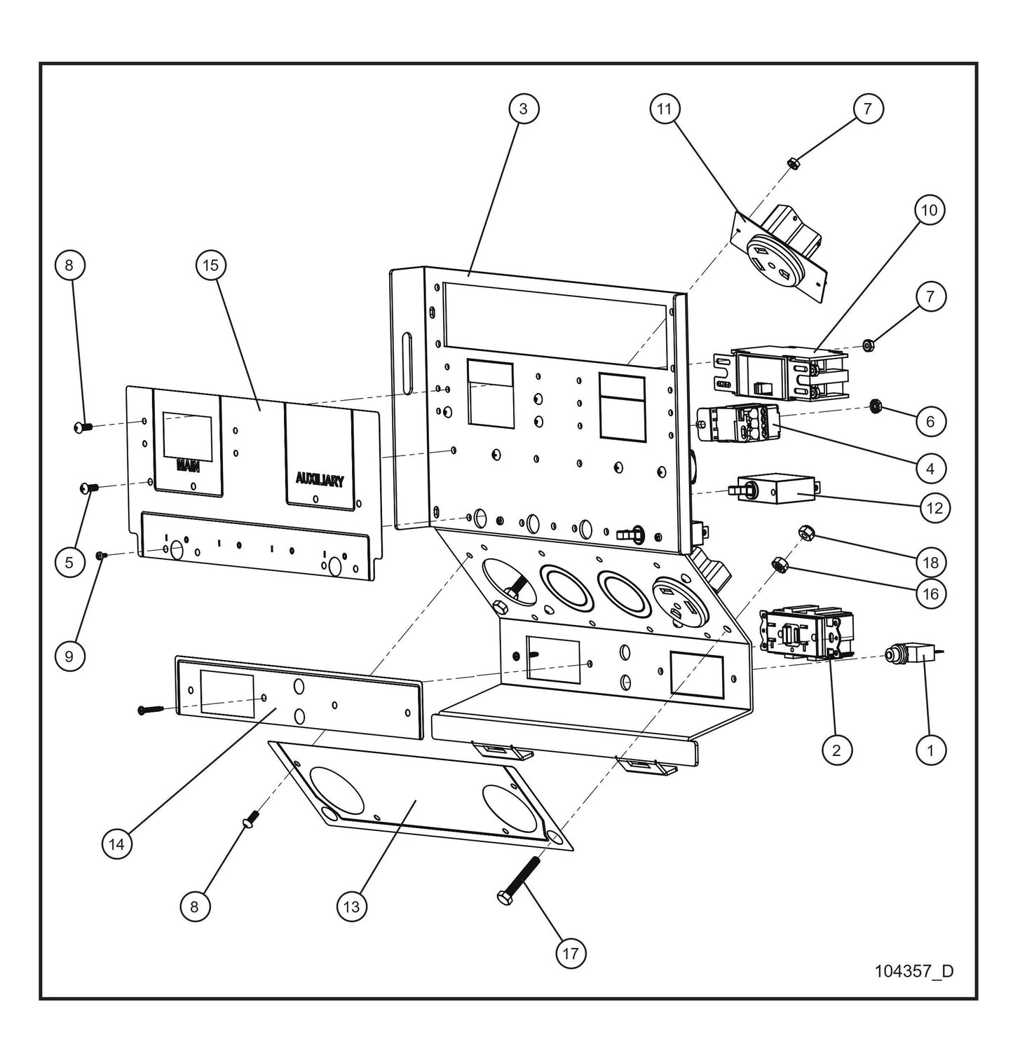 Outlet Panel 8kW, 2-RV, 1-GFCI Parts By Allmand