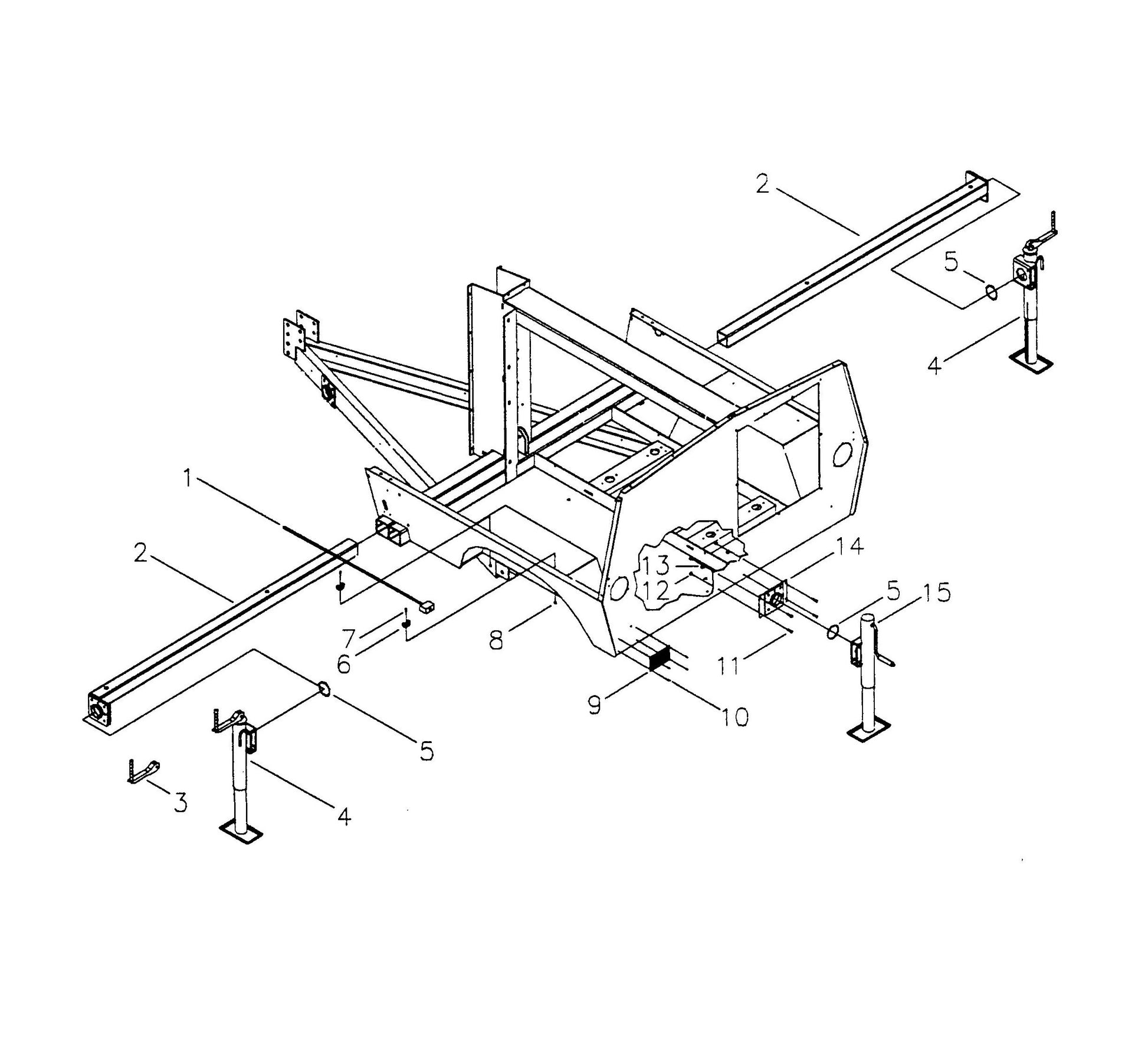 Maxi-Lite Laydown 6-8KW-Outriggers and Rear Jack Mount Assembly Parts By Allmand