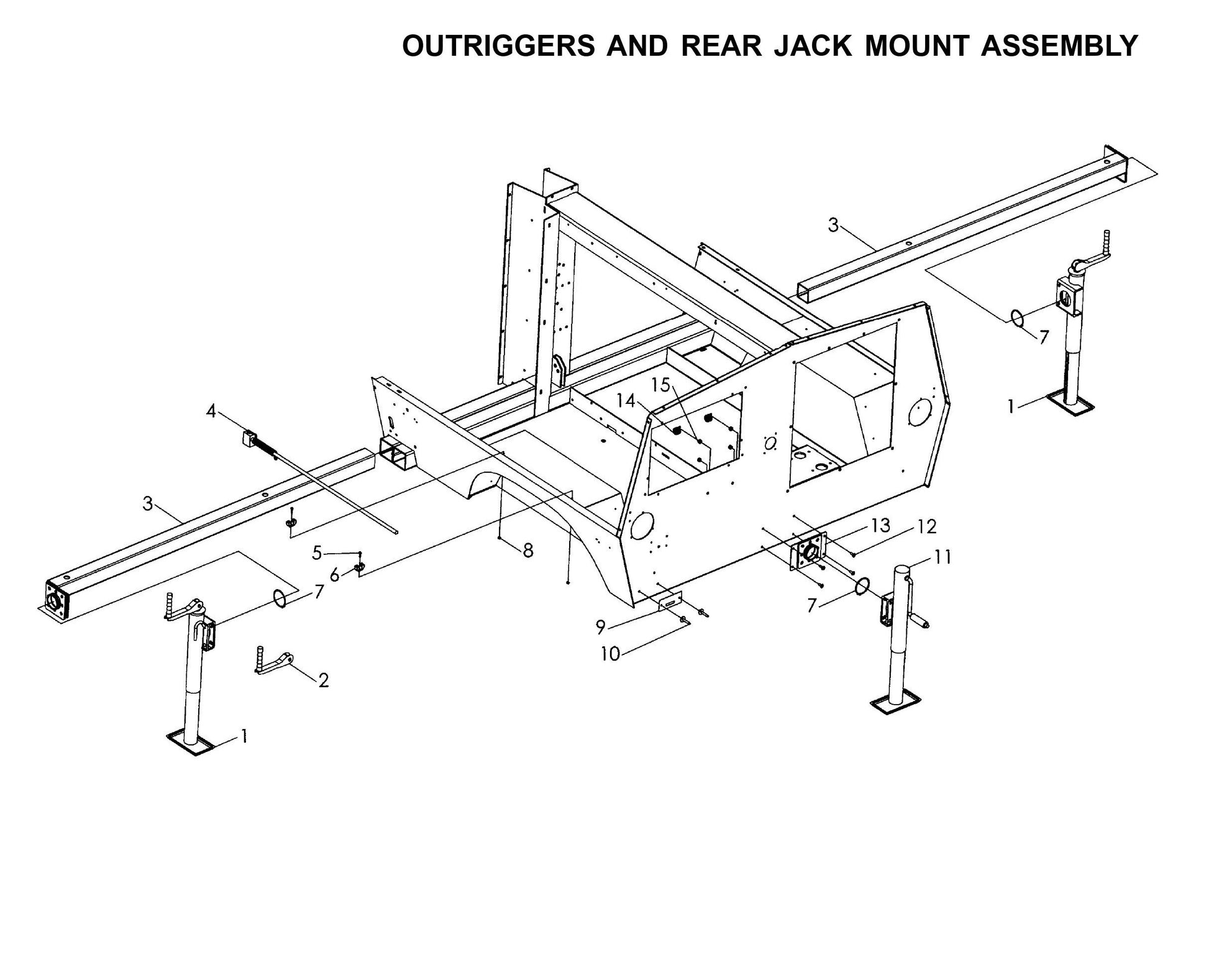 Maxi-Lite 15330 and 20330-Outriggers and Rear Jack Mount Assembly Parts By Allmand