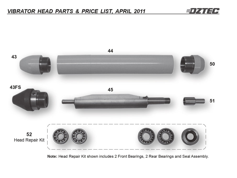 H 200 OZ 2" - Steel Vibrator Parts By Oztec