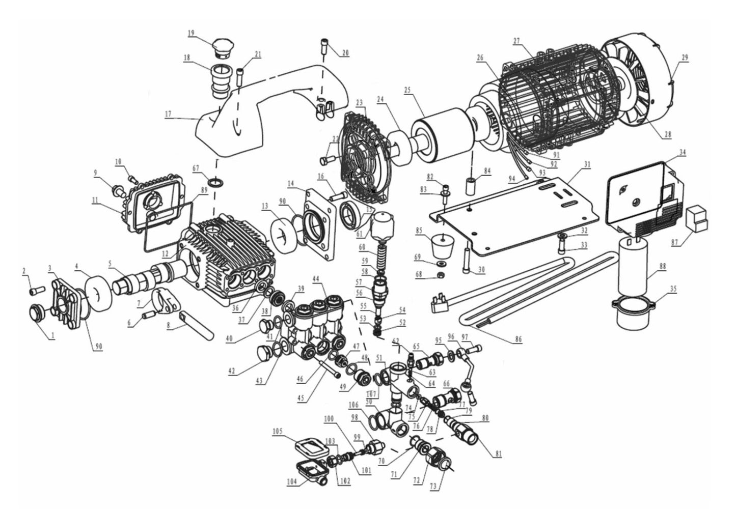 BE P1515EPNS Pressure Washer Assembly Parts by BE Power Equipment