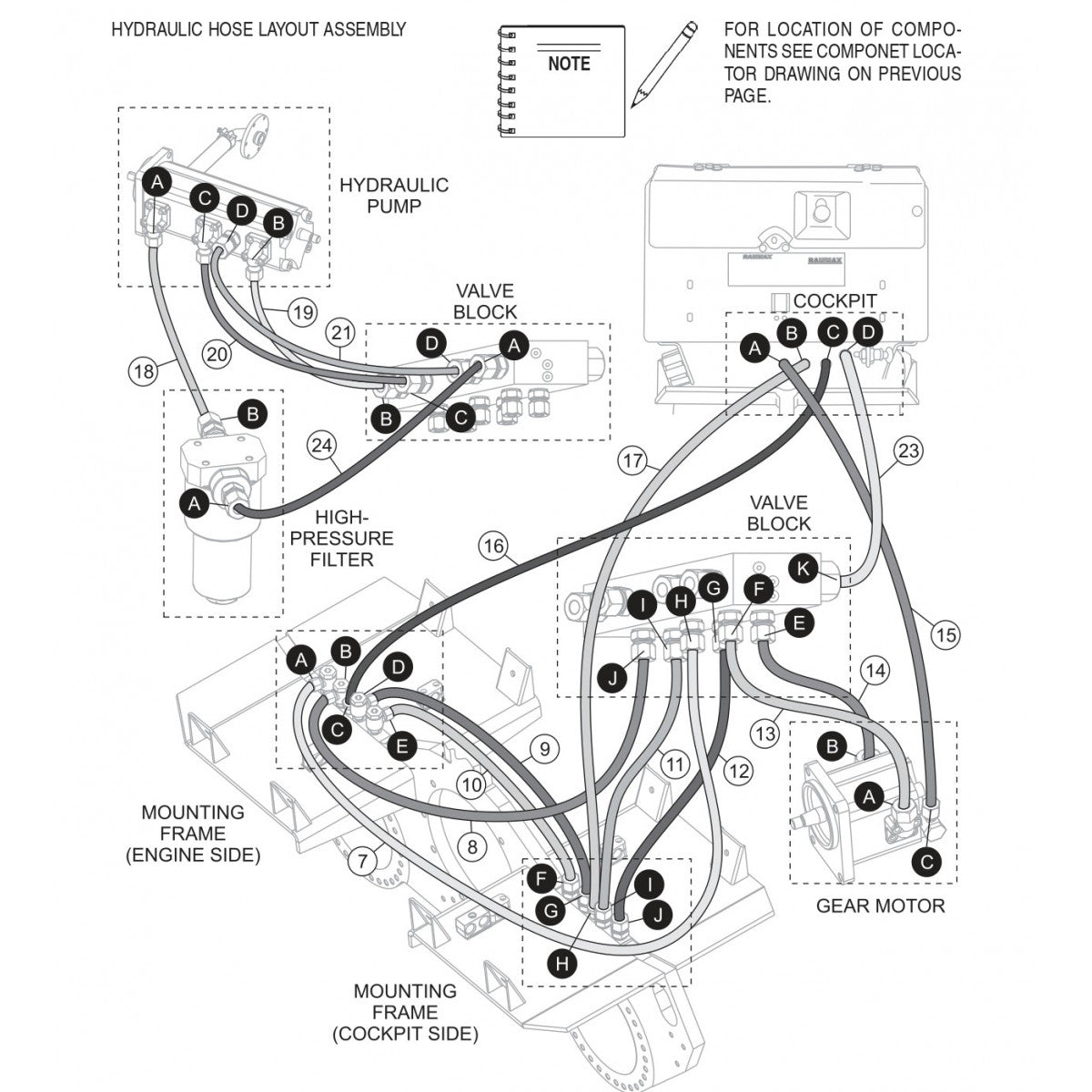 P33/24 FR-FC-FCR — Hydraulic Hose Layout  Assembly Parts By Multiquip