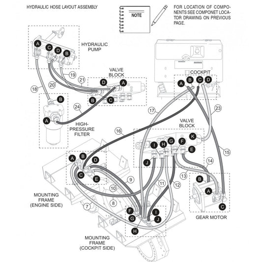 P33/24 FR-FC-FCR — Hydraulic Hose Layout  Assembly Parts By Multiquip