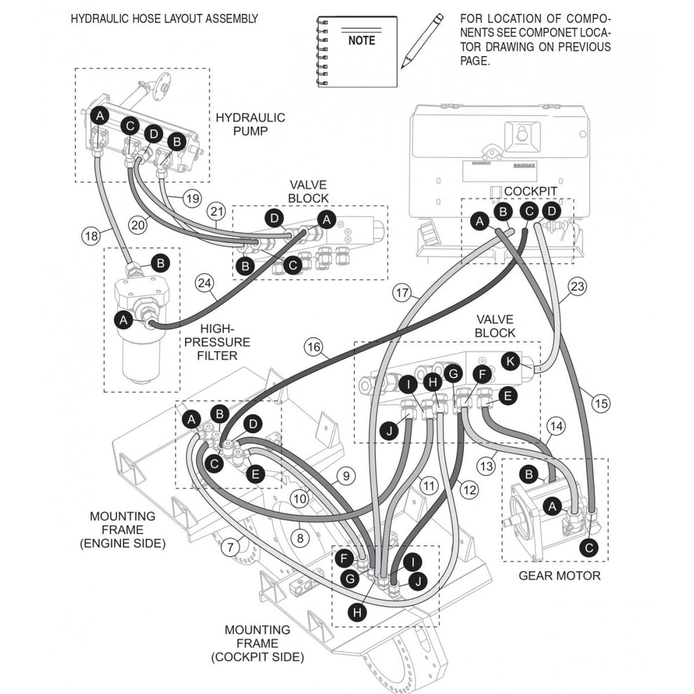 P33/24 FR-FC-FCR — Hydraulic Hose Layout  Assembly Parts By Multiquip