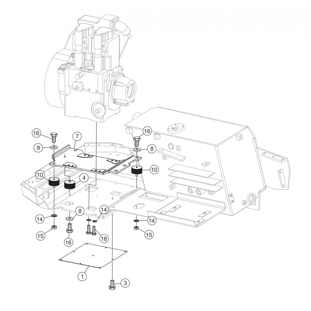 P33/24 HHM-HHMR — Engine Shock Mount  Assembly Parts By Multiquip