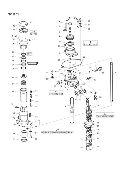 PDR 75 RV Hydraulic Post Drivers Parts By Chicago Pneumatics