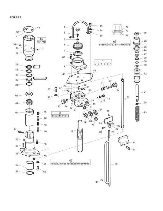 PDR 75 T Hydraulic Post Drivers Parts By Chicago Pneumatics