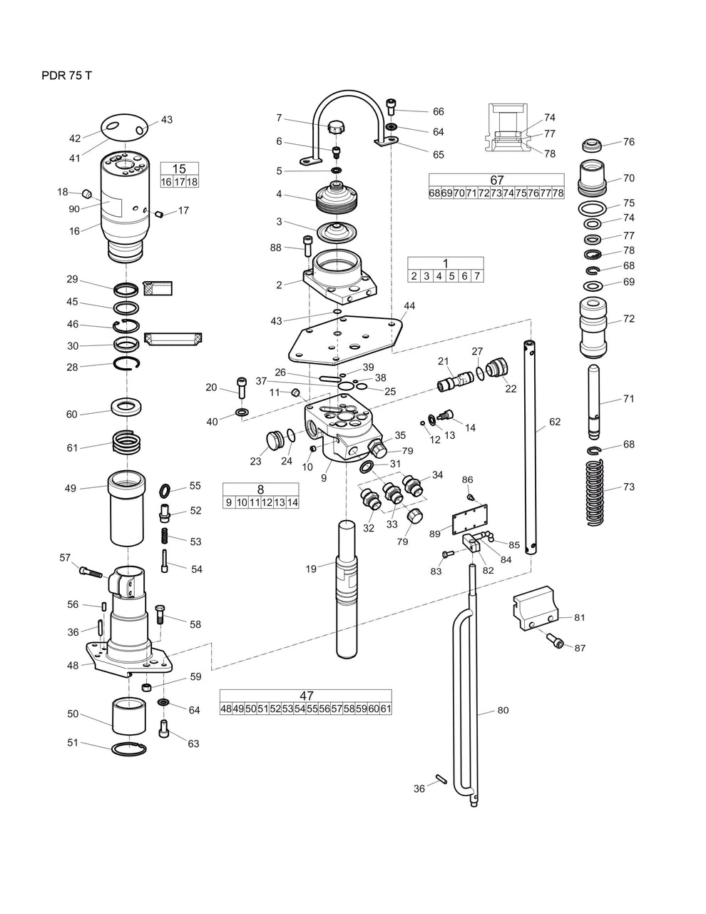 PDR 75 T Hydraulic Post Drivers Parts By Chicago Pneumatics