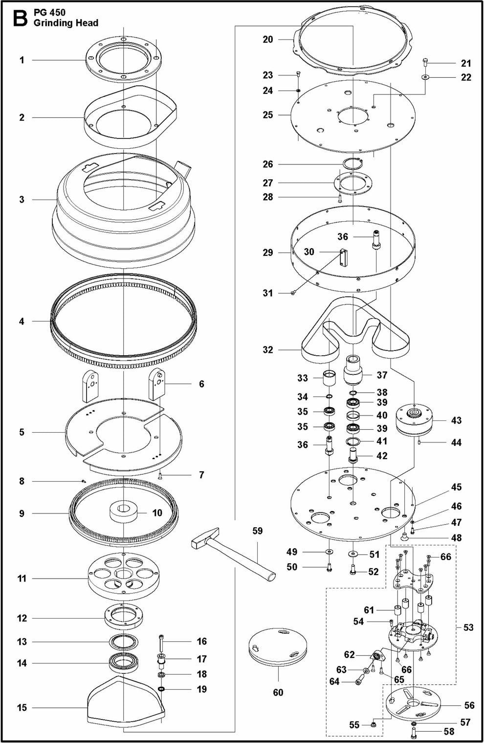 PG 450 Grinding Head Assembly Parts