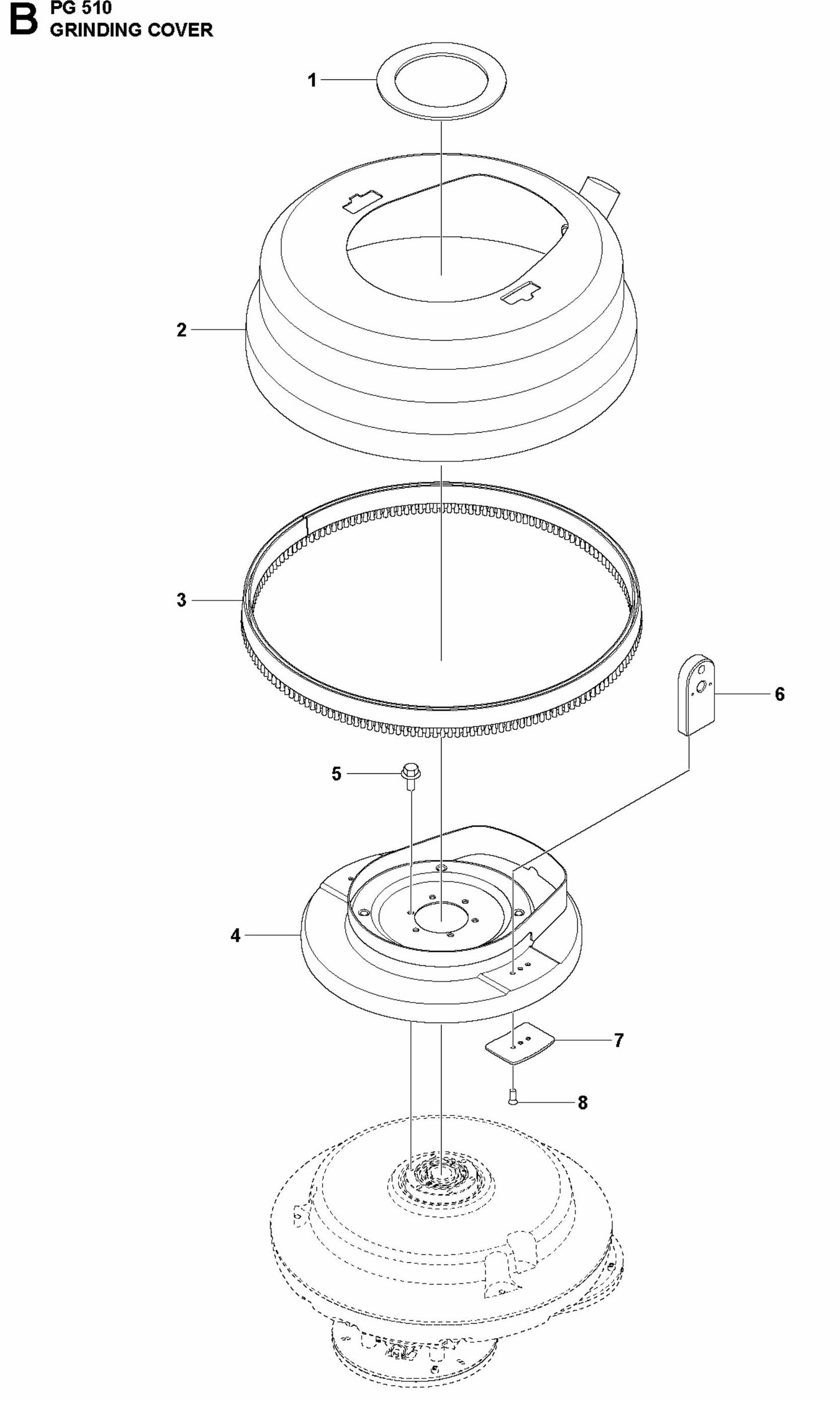 PG 510 Grinding Cover Assembly Parts