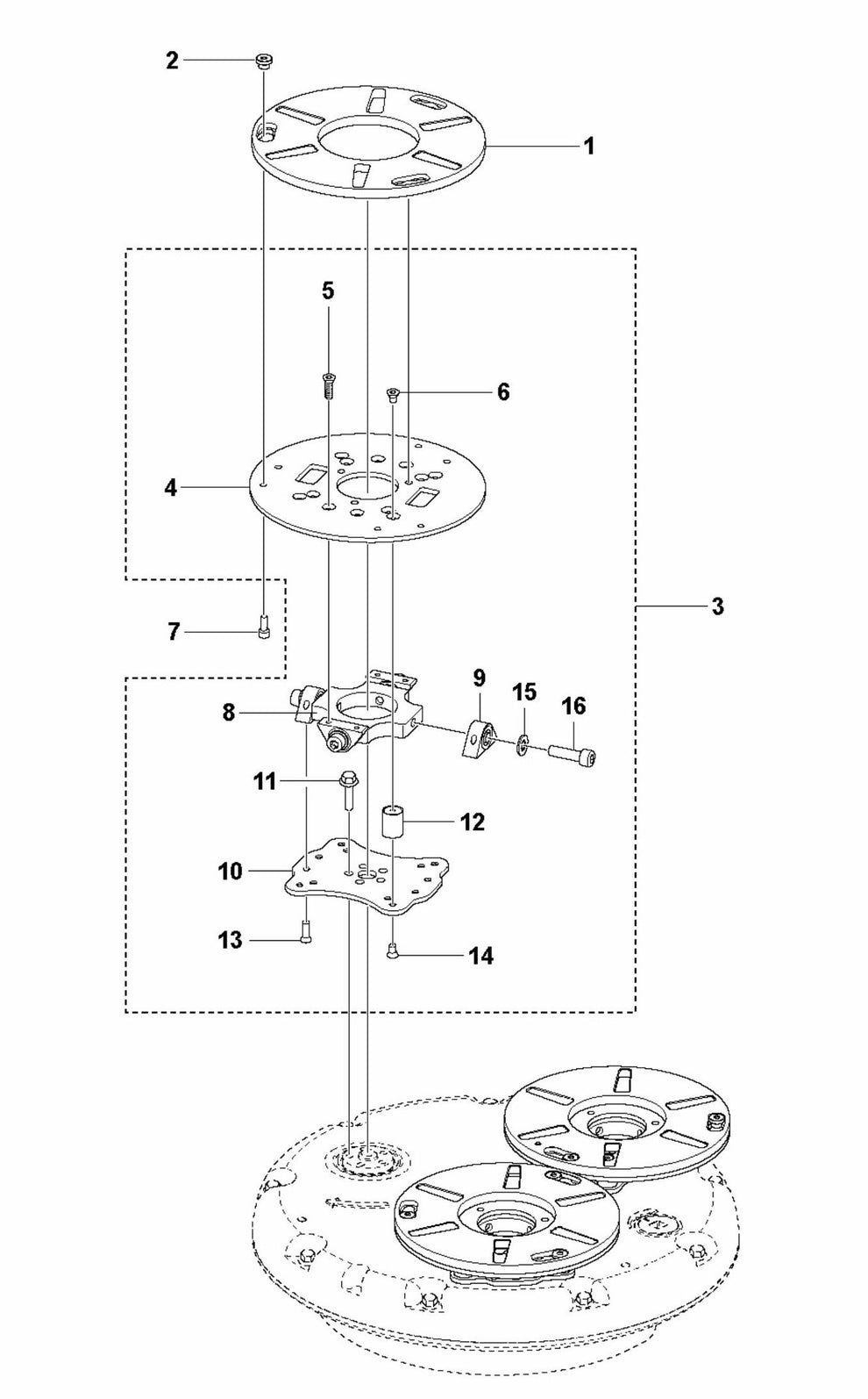 PG 510 Grinding Head Lower Assembly Parts