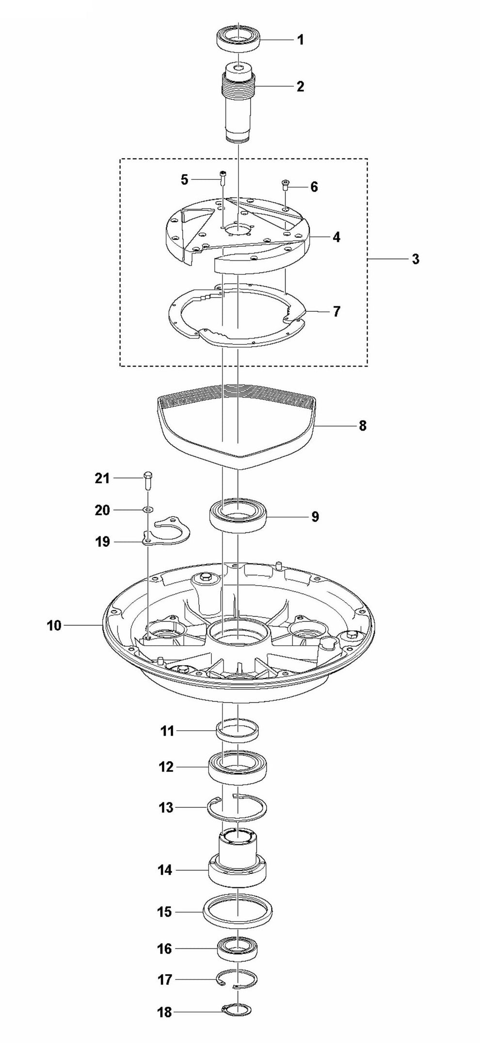 PG 510 Center Hub Assembly Parts