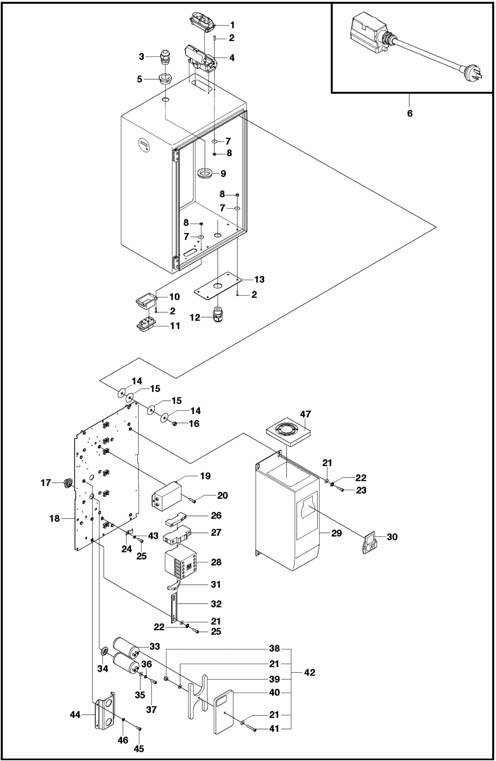 PG 530 (SN 0904-01 and forward) Electrical Box Internals Single Phase Assembly Parts