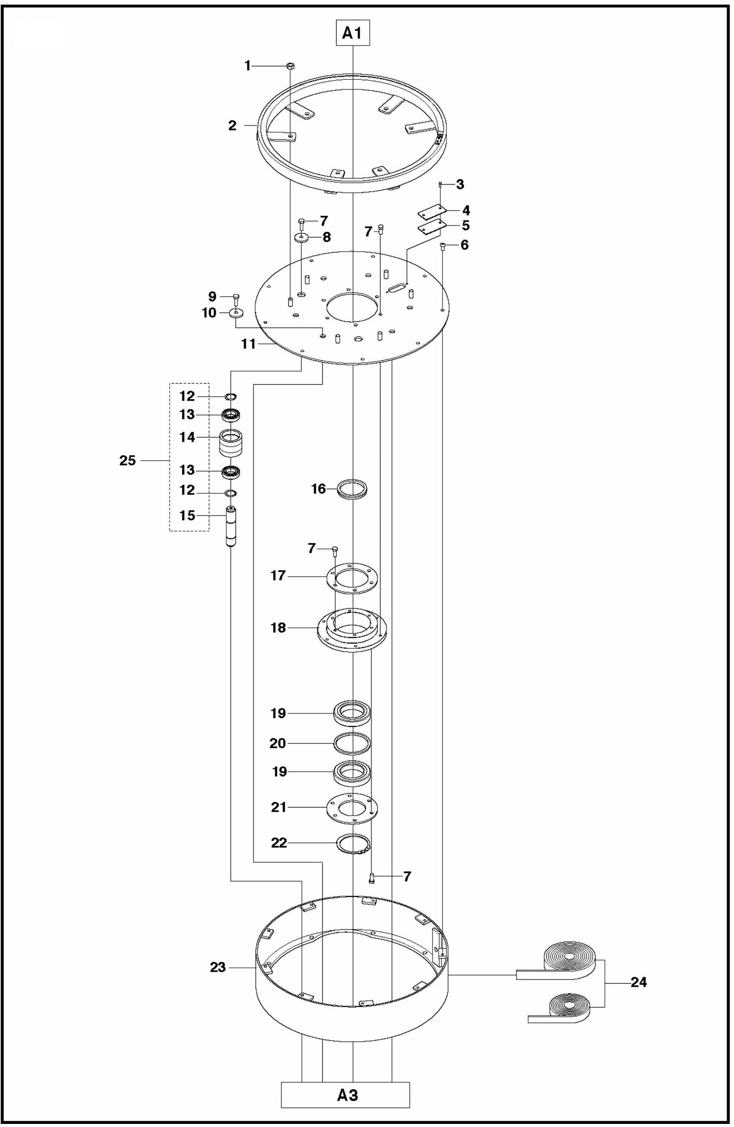 PG 530 (SN 0904-01 and forward) Grinding Head 1 Assembly Parts
