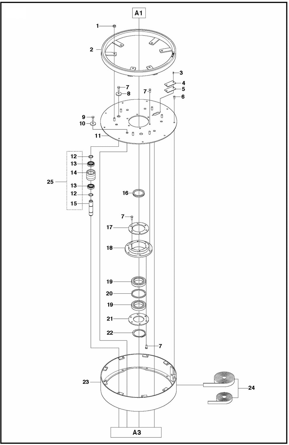 PG 530 (SN 0904-01 and forward) Grinding Head 1 Assembly Parts