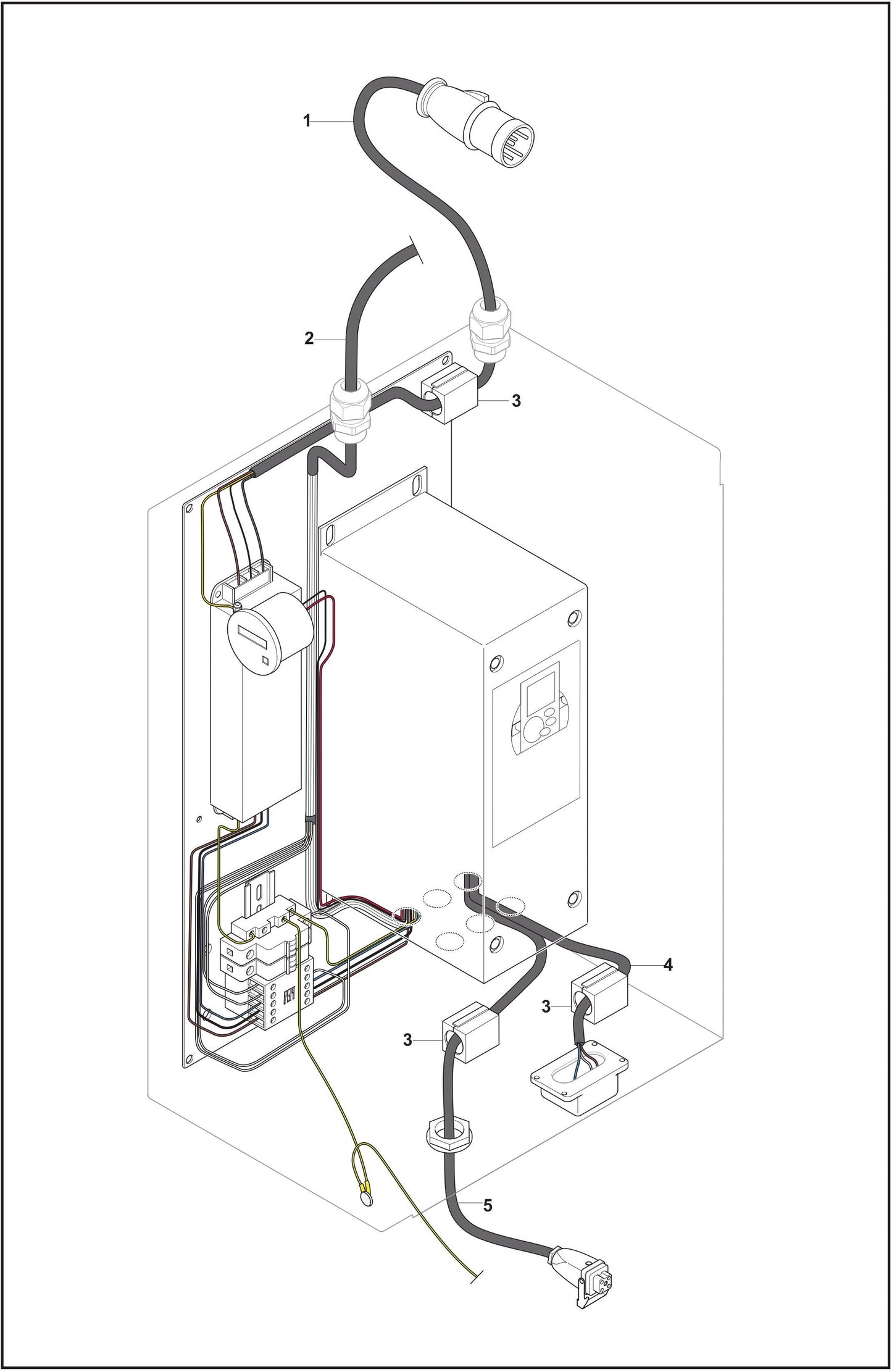 PG 530 (Upto Serial 1208-3) Electrical Box Overview 3 Phase Assembly Parts