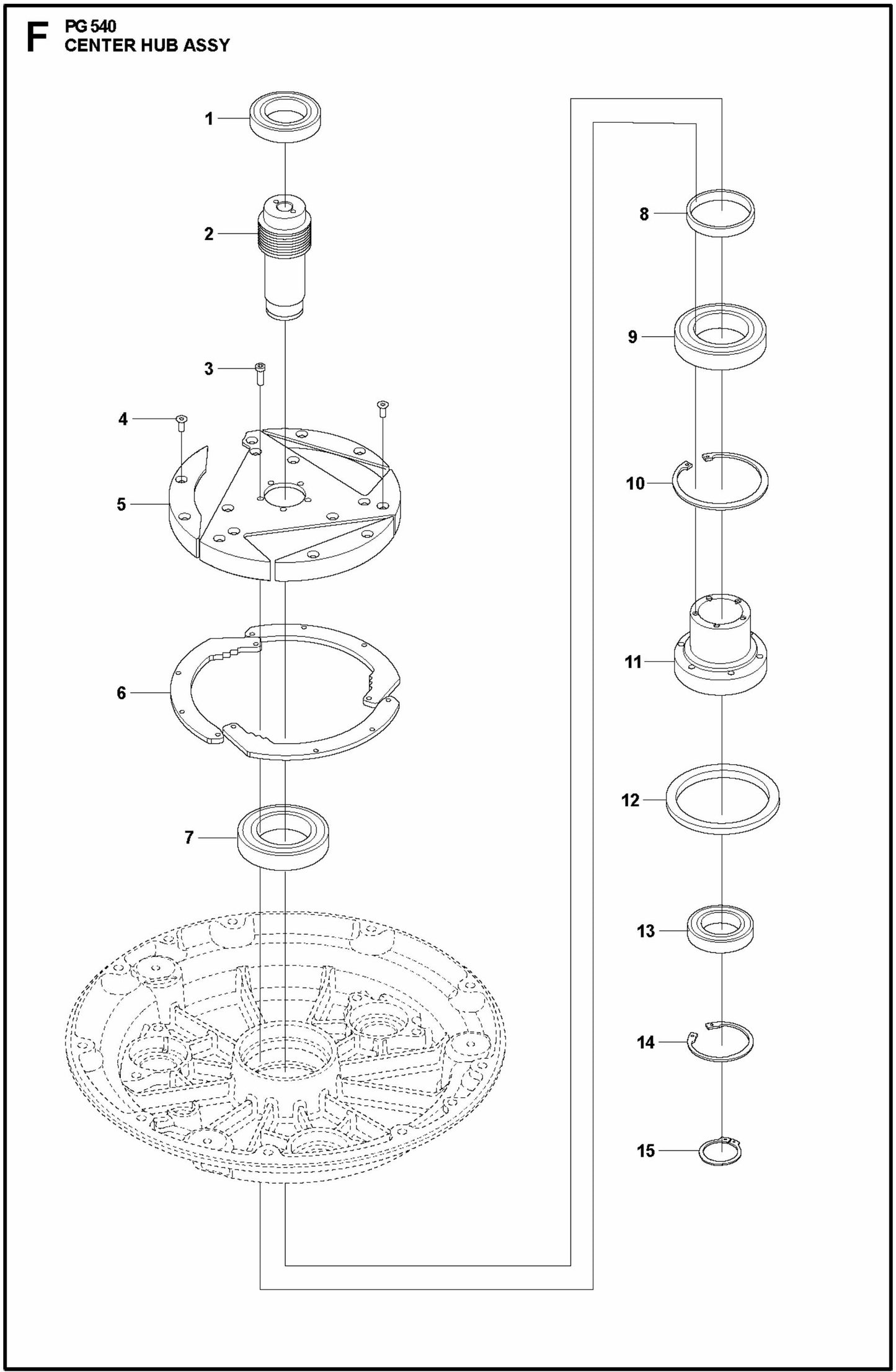PG 540 2.2 kW Center Hub Assembly Parts