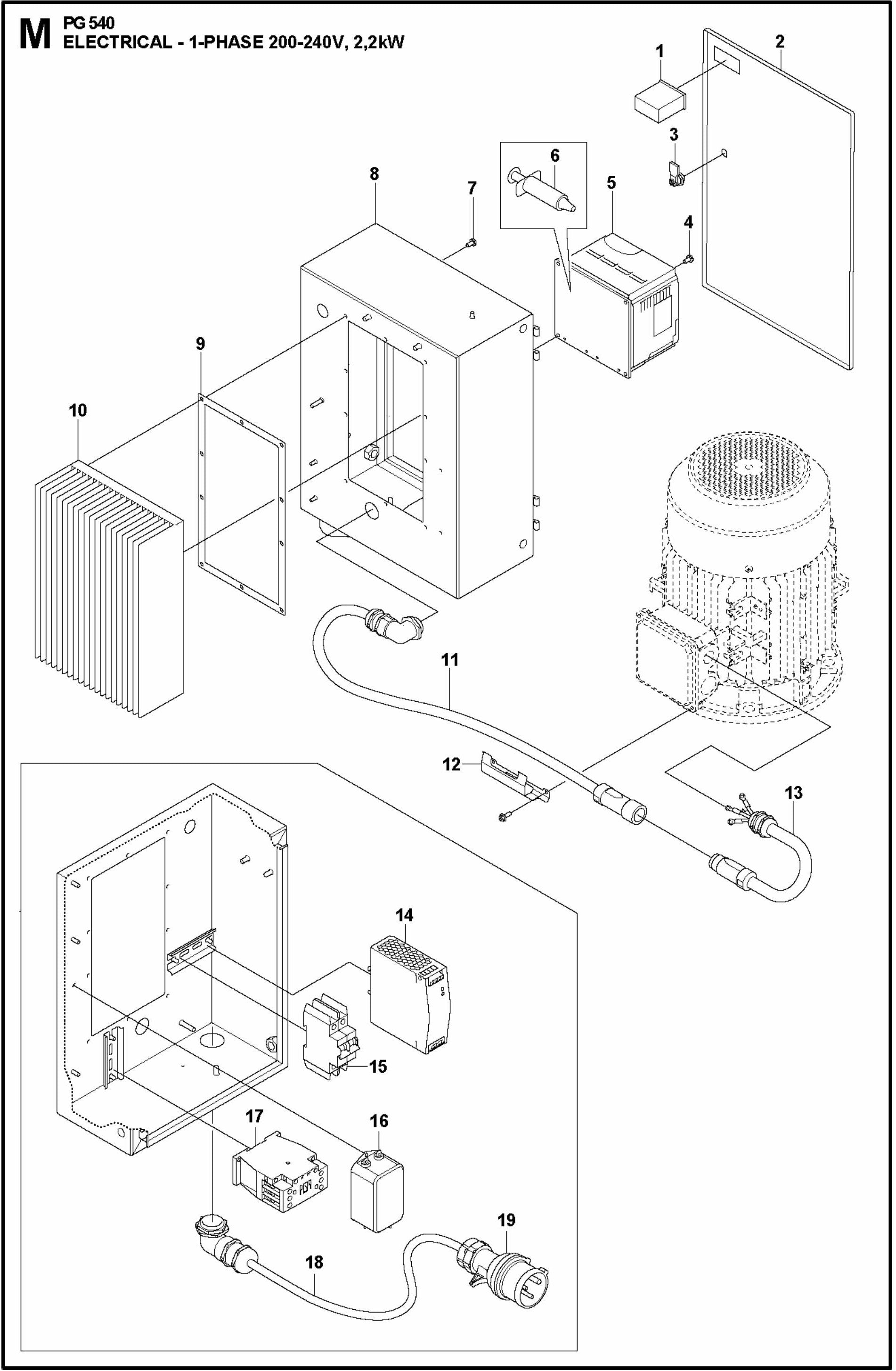 PG 540 2.2KW Electrical-1-Phase, 200-240V, 2,2KW Assembly Parts