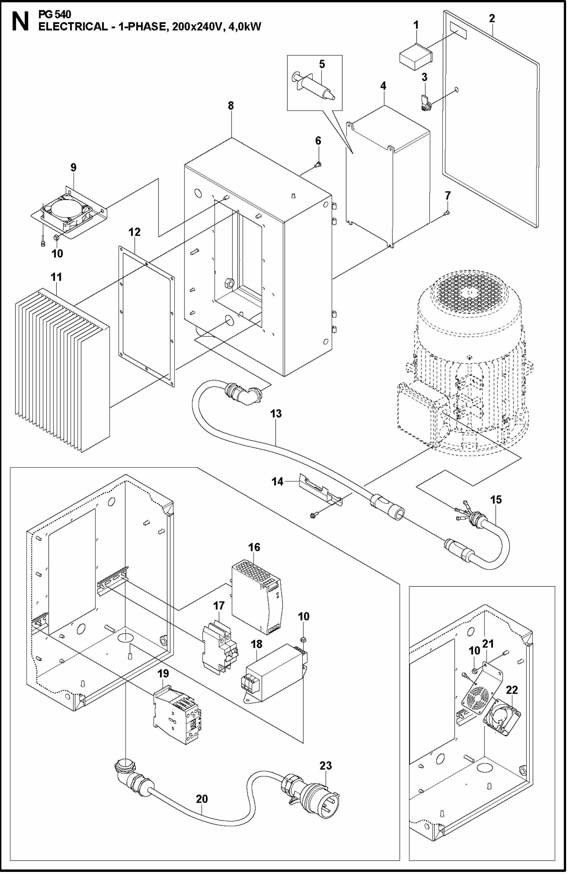 PG 540 2.2KW Electrical-1-Phase, 200-240V, 4,0KW Assembly Parts