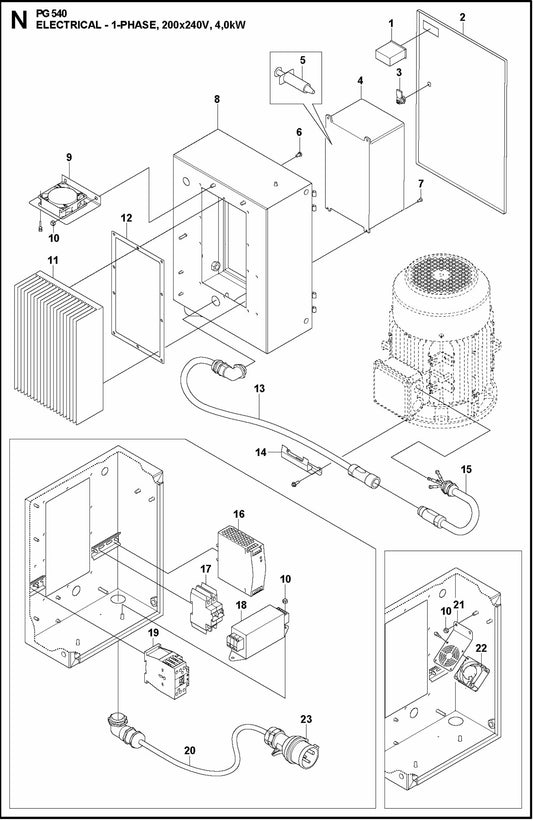 PG 540 2.2KW Electrical-1-Phase, 200-240V, 4,0KW Assembly Parts