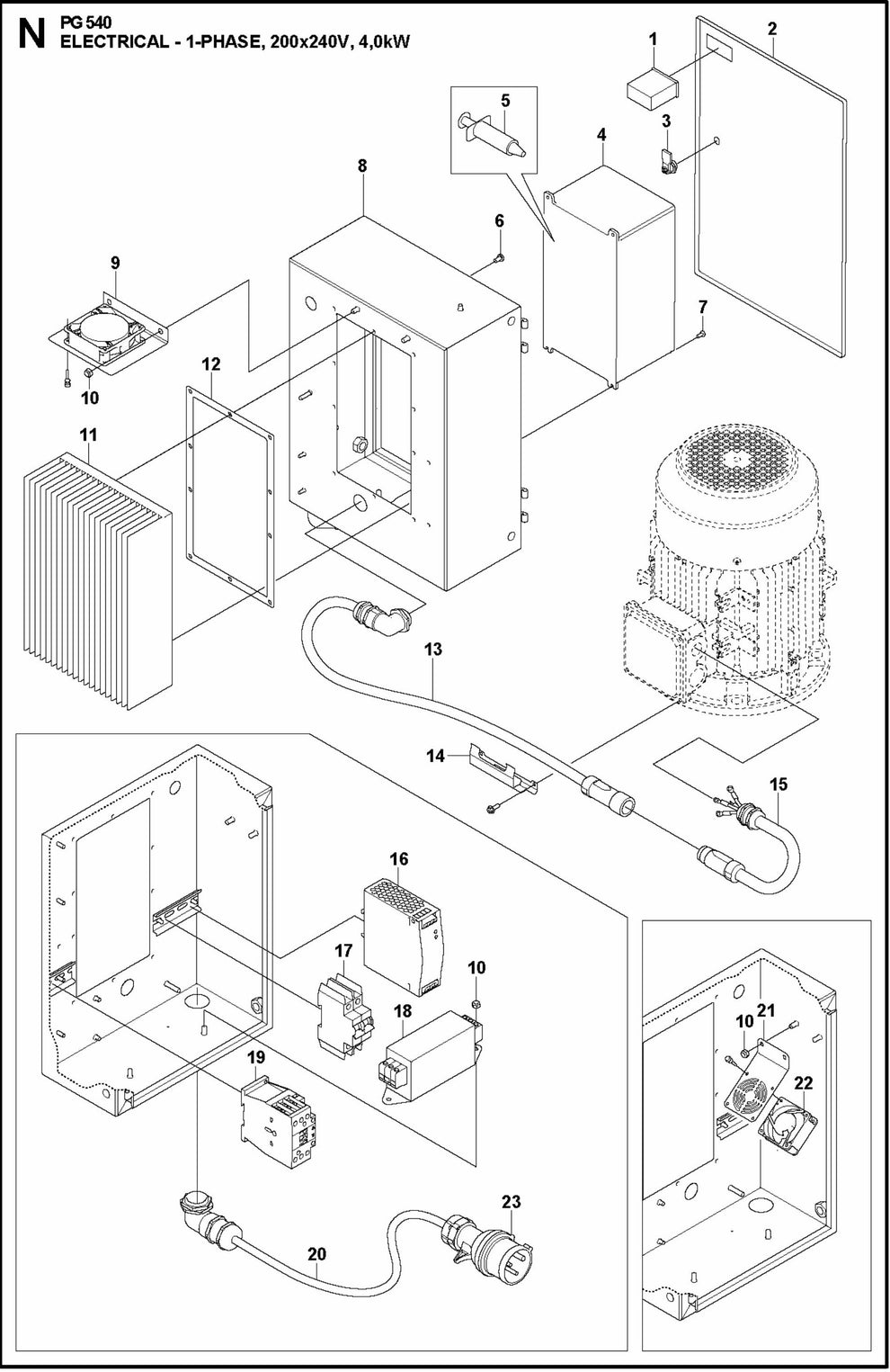 PG 540 2.2KW Electrical-1-Phase, 200-240V, 4,0KW Assembly Parts