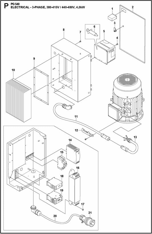 PG 540 2.2KW Electrical-3-Phase, 380-415V/440-480V, 4,0KW Assembly Parts