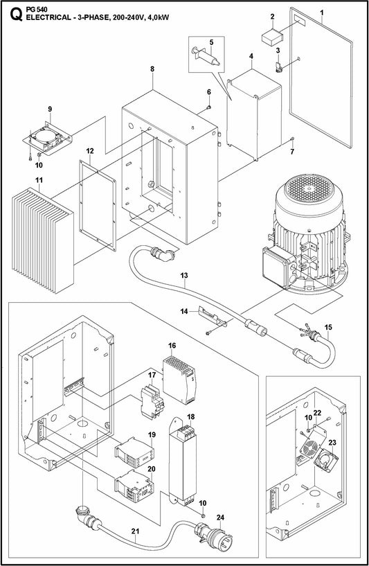 PG 540 2.2KW Electrical-3-Phase, 200-240V, 4,0KW Assembly Parts