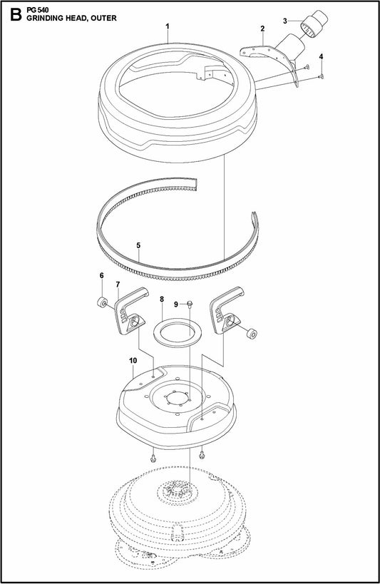 PG 540 2.2 kW Grinding Head, Outer Assembly Parts