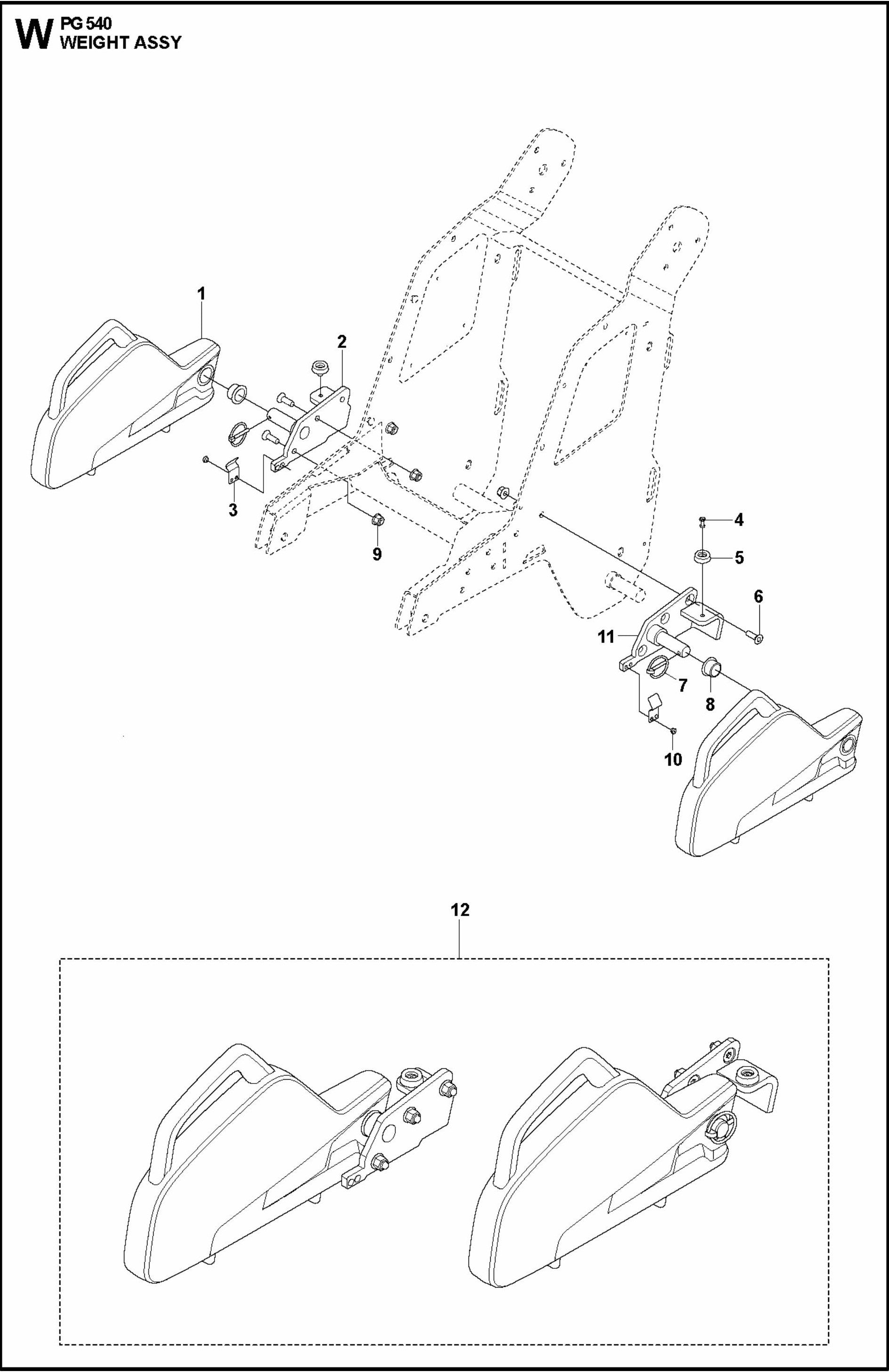 PG 540 2.2 kW Weight Assembly Parts