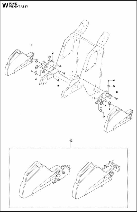 PG 540 2.2 kW Weight Assembly Parts