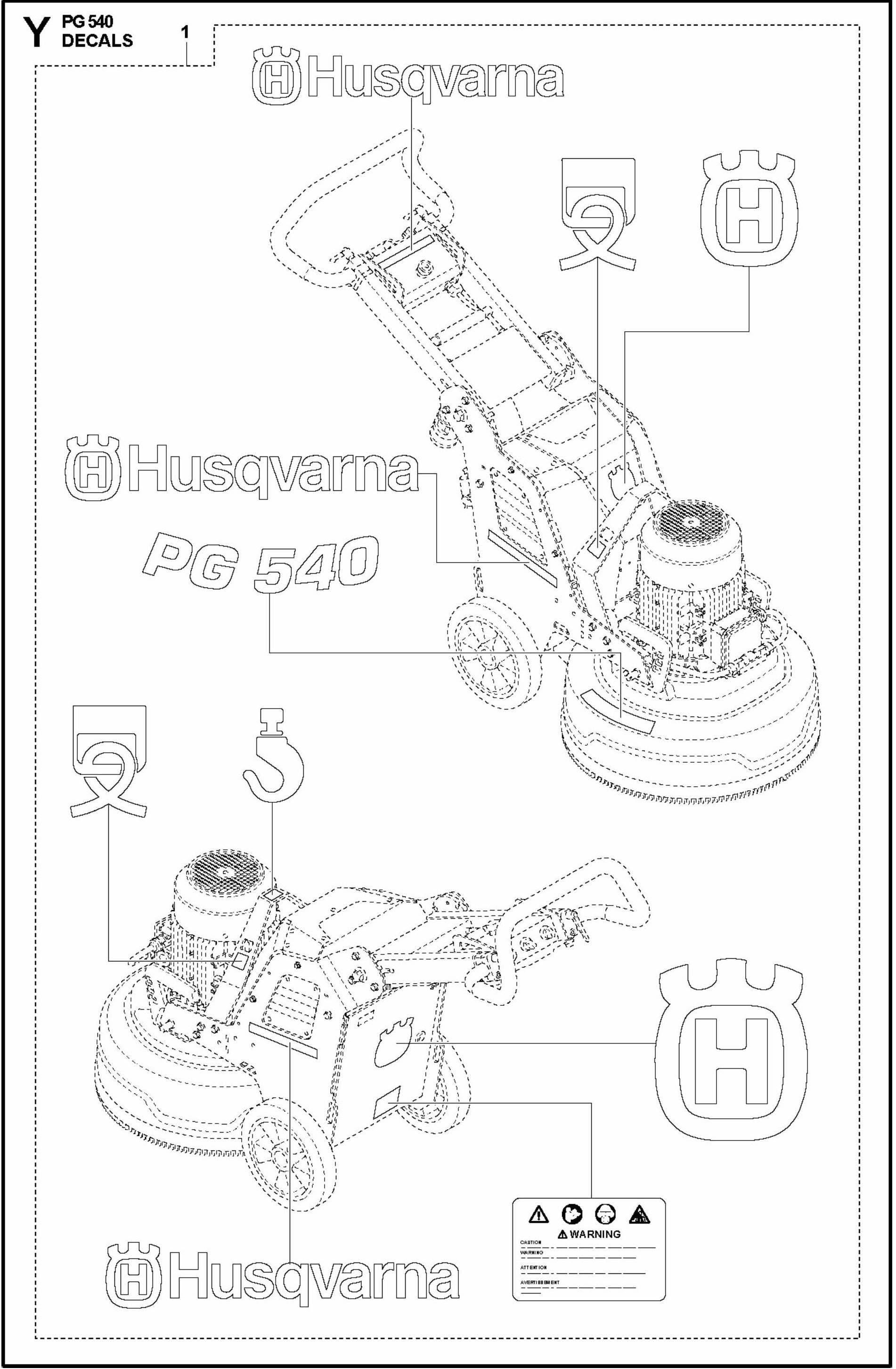 PG 540 2.2 kW Decals Assembly Parts