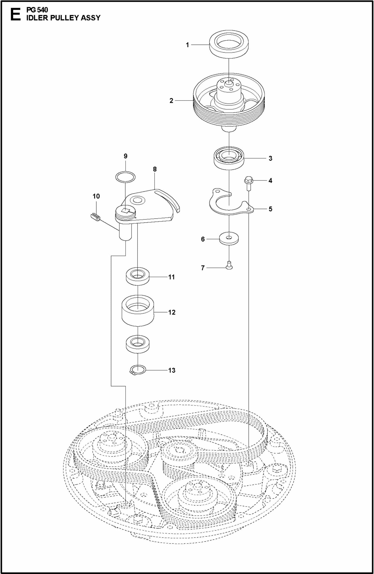 PG 540 2.2 kW Idler Pulley Assembly Parts
