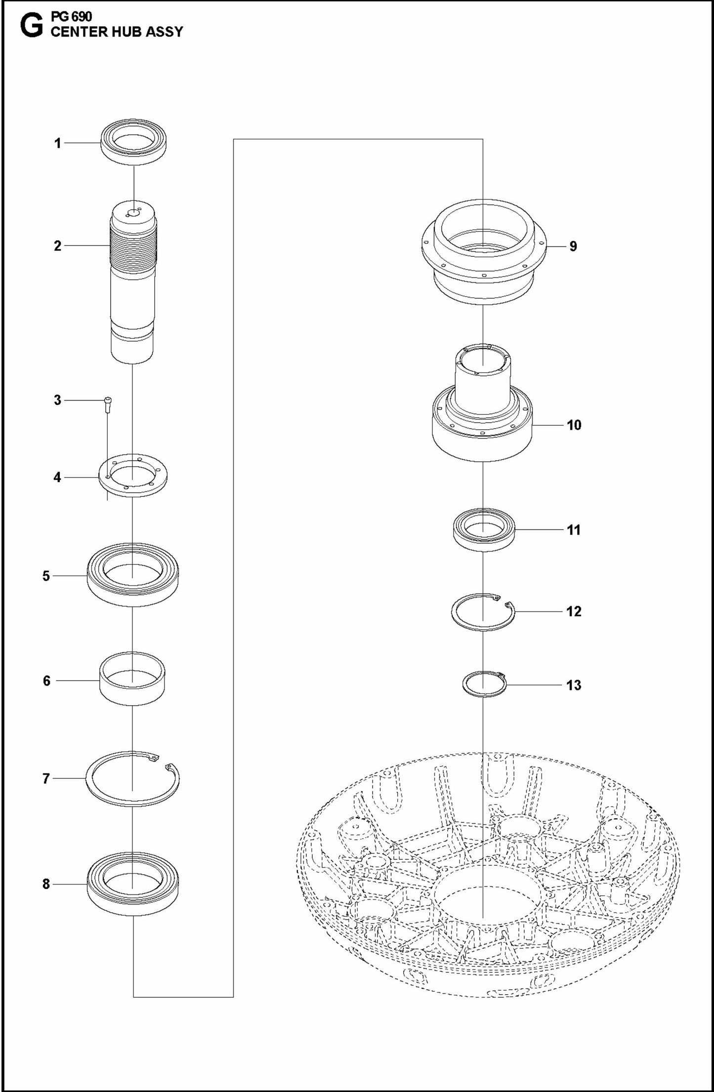 PG 690 Center Hub Assembly Parts