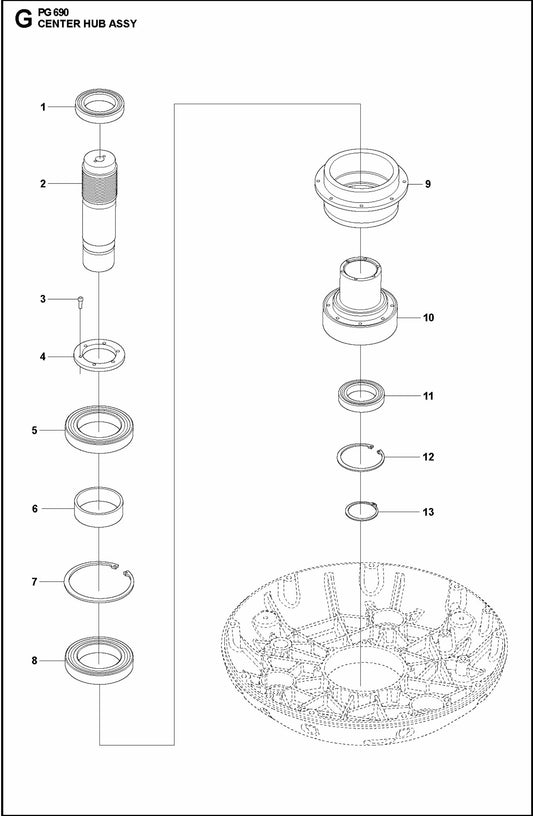 PG 690 Center Hub Assembly Parts