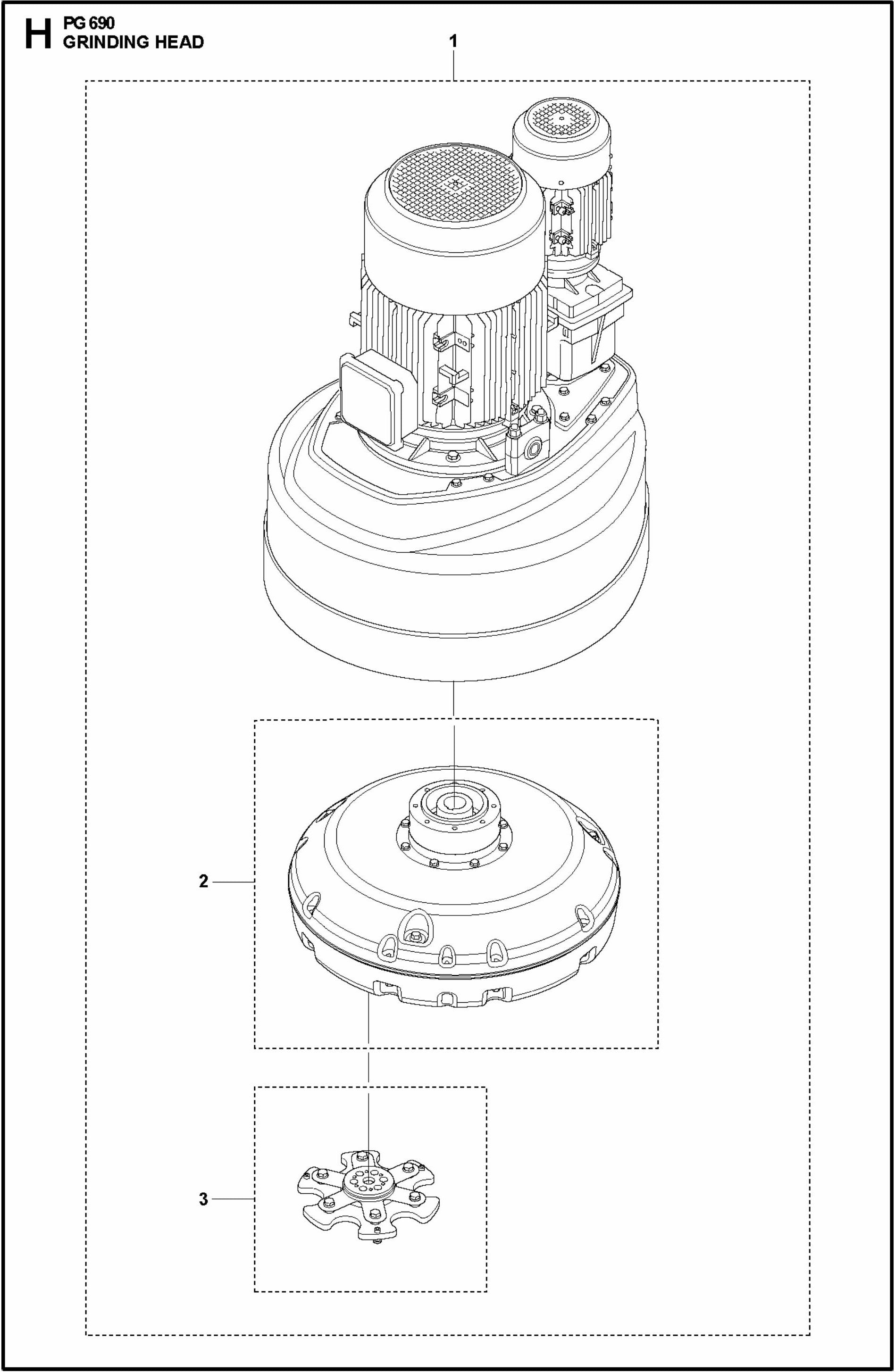 PG 690 Grinding Head Assembly Parts