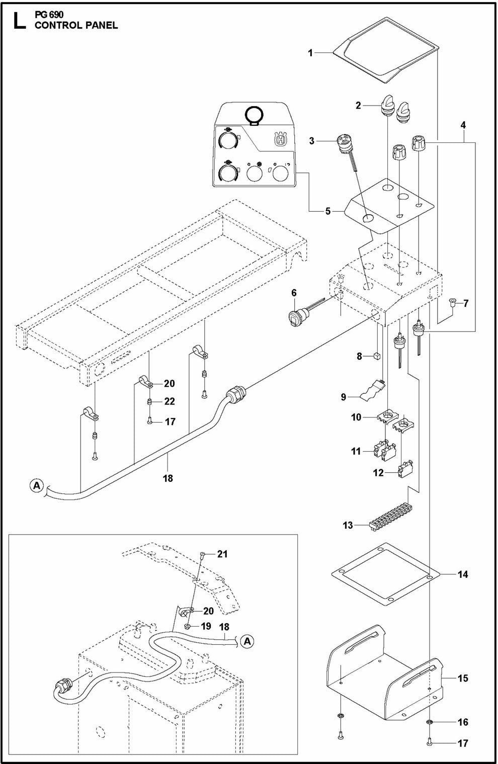 PG 690 Control Panel Assembly Parts