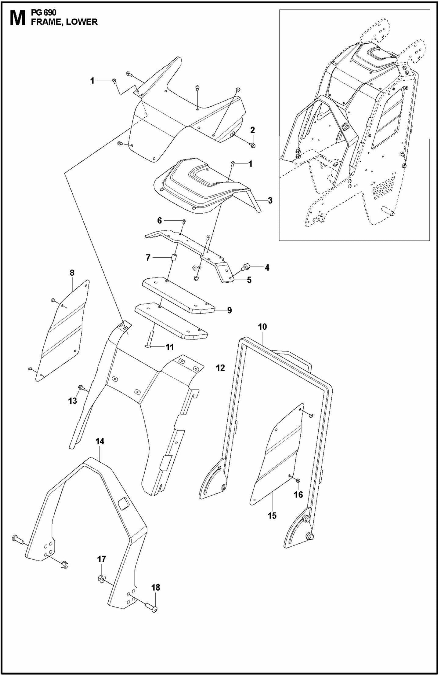 PG 690 Frame, Lower Assembly Parts
