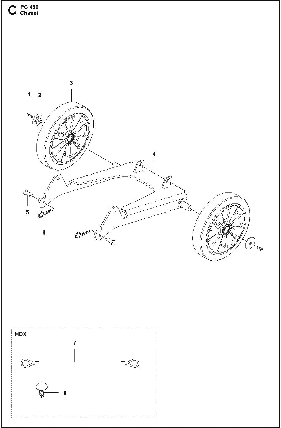 Chassi Parts for PG 450 2014-06 By Husqvarna